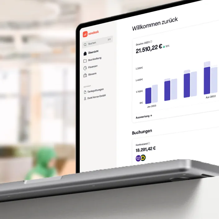 sevdesk Dashboard auf einem Laptop